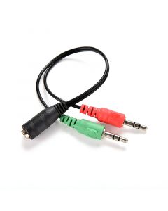 3.5mm Female to 2 Port 3.5mm Male Cable (0.45ft)(Red&Green)