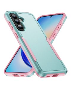 For Samsung Galaxy A57 5G Armor Case-PC+TPU Hybrid,Frosted,Anti-Shock Design(Green+Pink)
