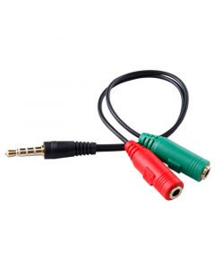 3.5mm Male to 2 Port 3.5mm Female Cable (0.45ft)(Red&Green)