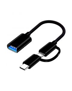 2 In1 Type-c Male Micro USB Male To USB Female(Black)