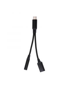 2 in 1 USB C & 3.5mm AUX Audio to USB C Cable-Black