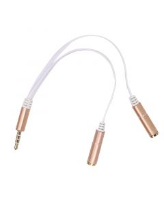 3.5mm Male to 2 Port 3.5mm Female Cable (0.43ft)(Gold)