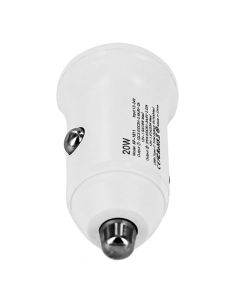 Mini 2-Port PD Type C (20W) & QC 3.0 (18W)Car Charger Adapter for Mobile Phone(HL-PD01) - White