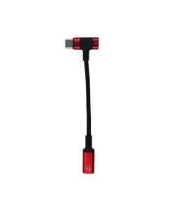 2 in 1 3.5mm Headphone Femal to USB C Male and USB C Female (Red)(T-shaped)(0.3ft)
