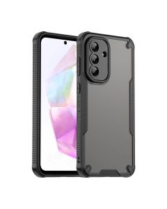 For Samsung Galaxy A36 5G Armor Case-PC+TPU Hybrid,Frosted Semi-Transparent,Anti-Shock Design(Black)