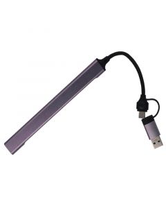 2 in 1 USB C&USB 3.0 Hub With 7 Port USB 3.0 Hub Splitter and 0.65ft Extended Cable(Gray)