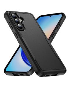 For Samsung Galaxy A57 5G Armor Case-PC+TPU Hybrid,Frosted,Anti-Shock Design(Black+Black)