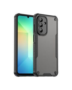 For Samsung Galaxy A26 5G Armor Case-PC+TPU Hybrid,Frosted Semi-Transparent,Anti-Shock Design(Black)