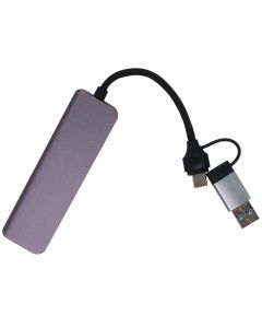 2 in 1 USB C&USB 3.0 Hub With 4 Port USB 3.0 Hub Splitter (Wide)and 0.65ft Extended Cable