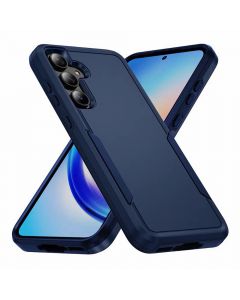 For Samsung Galaxy A37 5G Armor Case-PC+TPU Hybrid,Frosted,Anti-Shock Design(Blue+Blue)
