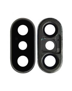 Back Camera Glass Lens Cover with Frame Ring for iPhone XS(Silver)