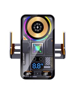 15W Wireless Charging Car Phone Mount with Cooling Fan, 360° Adjustable Rotation, Fast Wireless Charger, Automatic Car Phone Holder(Black)(DT-H6)