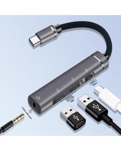 USB C Hub With 2 Port USB 3.0 ,1 Charge Type-C and 1 3.5mm Aux Port Hub Splitter and 0.65ft Extended Cable