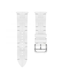 H-shaped pattern Silicone Strap for Samsung Galaxy Watch4/5/6(40mm 44mm)/Watch 4 Classic(42mm 46mm)/Watch 6 Classic(43mm 47mm)(White)(20/20mm)