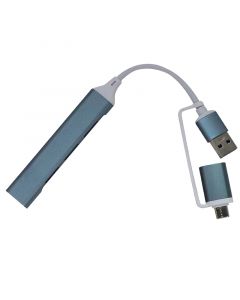 2 in 1 USB C&USB 3.0 Hub With 4 Port USB 3.0 Hub Splitter and 0.65ft Extended Cable(Light Blue)