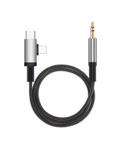 2 in 1 3.5mm Headphone Femal to Lighting Femal and USB C Femal (Sliver)(2.95ft)