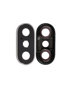 Back Camera Glass Lens Cover with Frame Ring for iPhone X(Silver)