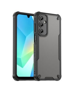 For Samsung Galaxy A16 5G/4G Armor Case-PC+TPU Hybrid,Frosted Semi-Transparent,Anti-Shock Design(Black)