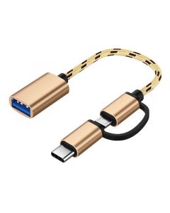 2 In1 Type-c Male Micro USB Male To USB Female(Gold)