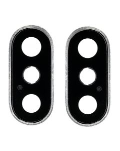 Back Camera Glass Lens Cover with Frame Ring for iPhone XS Max(Silver)