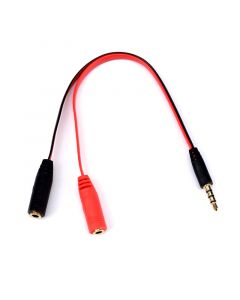 3.5mm Male to 2 Port 3.5mm Female Cable (0.45ft)(Black&Red)