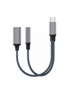 2 in 1 USB C & 3.5mm AUX Audio to USB C Cable-Blue(13.5CM)