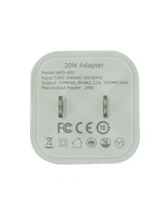 PD Type C (20W) & USB Wall Charger Adapter for Mobile Phone (APQ-005) - White