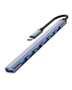 USB C Hub With 7 Port USB 3.0 Hub Splitter and 0.65ft Extended Cable(Purple)