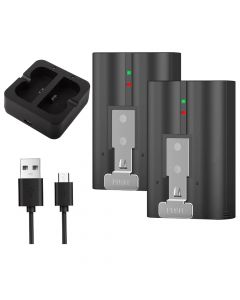 2-Pack Replacement Battery with Charger Station for Ring-Doorbell Camera 2/3/4 3.65V 6040mAh