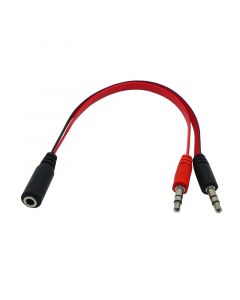 3.5mm Female to 2 Port 3.5mm Male Cable (0.45ft)(Black&Red)
