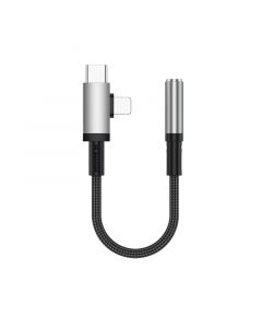 2 in 1 3.5mm Headphone Femal to Lighting Male and USB C Male (Sliver)(0.33ft)
