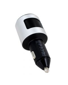 2-Port PD Type C (65W) & QC 3.0 (18W) with LED Display Car Charger Adapter for Mobile Phone - Silver